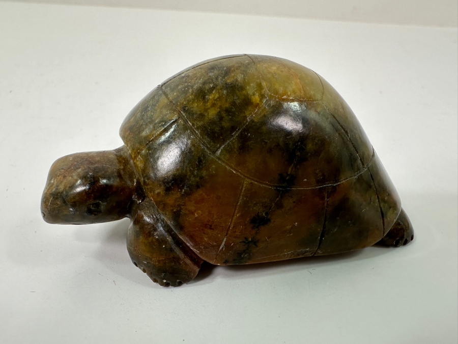 (3) Hand Carved Green Stone Turtle Figurines [Photo 5]