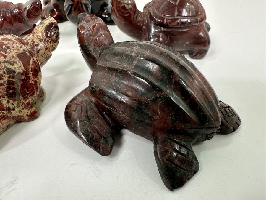 (5) Hand Carved Stone Turtle Figurines [Photo 2]