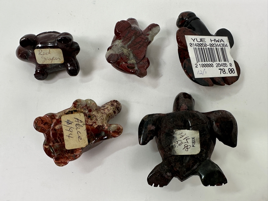 (5) Hand Carved Stone Turtle Figurines [Photo 12]