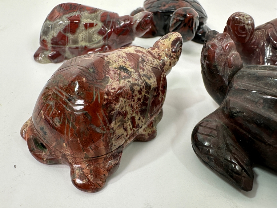(5) Hand Carved Stone Turtle Figurines [Photo 3]