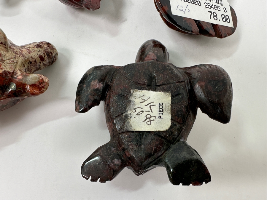 (5) Hand Carved Stone Turtle Figurines [Photo 13]