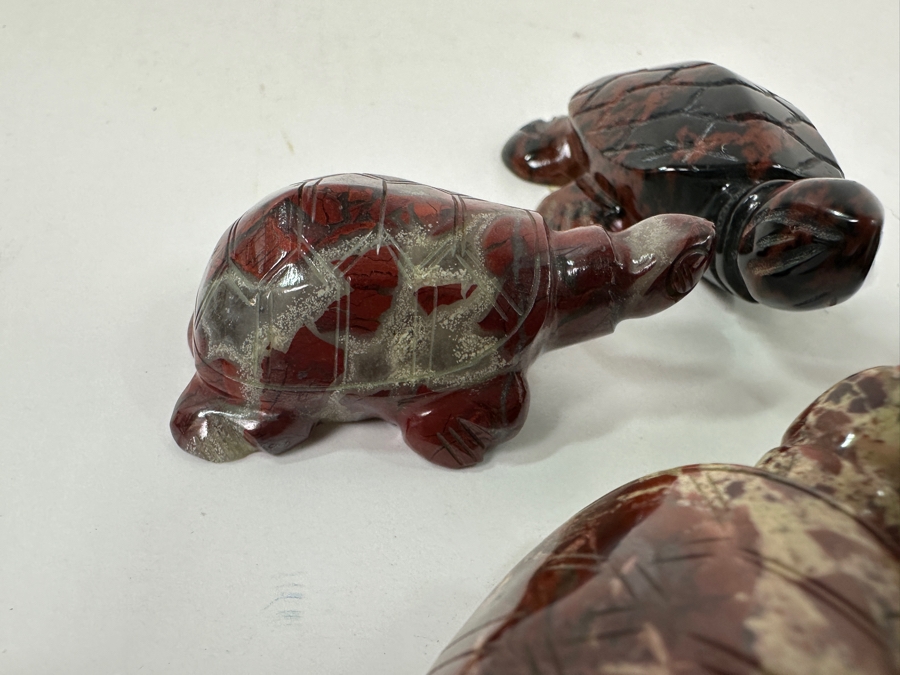 (5) Hand Carved Stone Turtle Figurines [Photo 4]