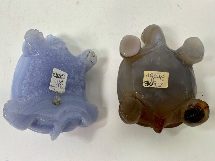Pair Of Hand Carved Stone Agate Turtle Figurines 2.75'L [Photo 7]