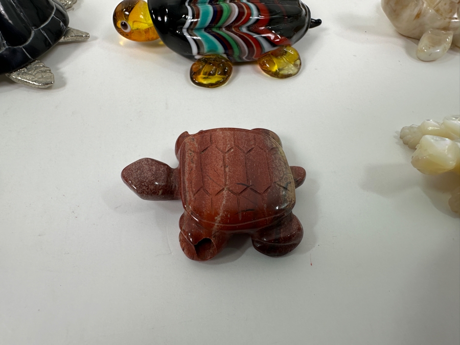 Collection Of (15) Hand Carved Stone And Glass Turtle Figurines [Photo 17]