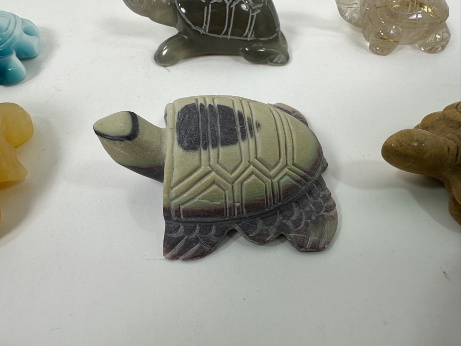 Collection Of (15) Hand Carved Stone And Glass Turtle Figurines [Photo 10]
