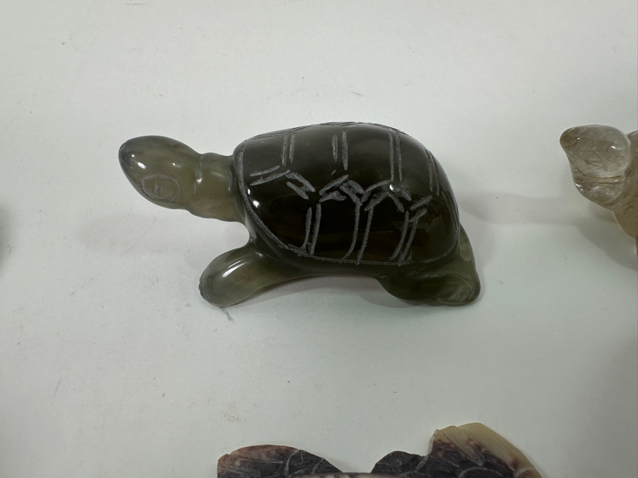 Collection Of (15) Hand Carved Stone And Glass Turtle Figurines [Photo 11]