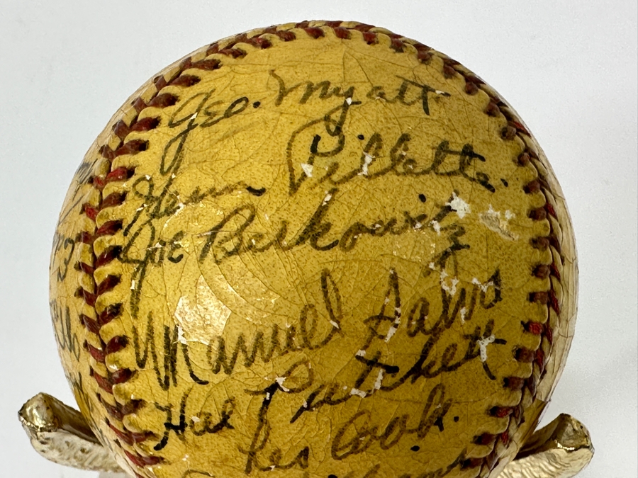 Vintage 1937 San Diego Padres Pacific Coast League Team Signed Shellacked Baseball Featuring The Autograph Of 18 Year Old Ted Williams - See Photos For Player Signatures [Photo 10]