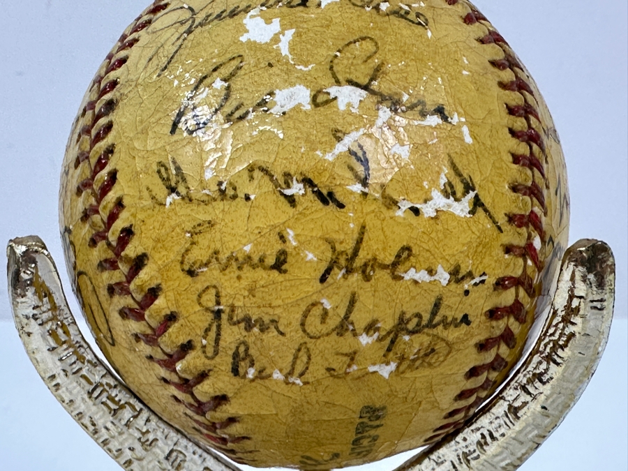 Vintage 1937 San Diego Padres Pacific Coast League Team Signed Shellacked Baseball Featuring The Autograph Of 18 Year Old Ted Williams - See Photos For Player Signatures [Photo 22]