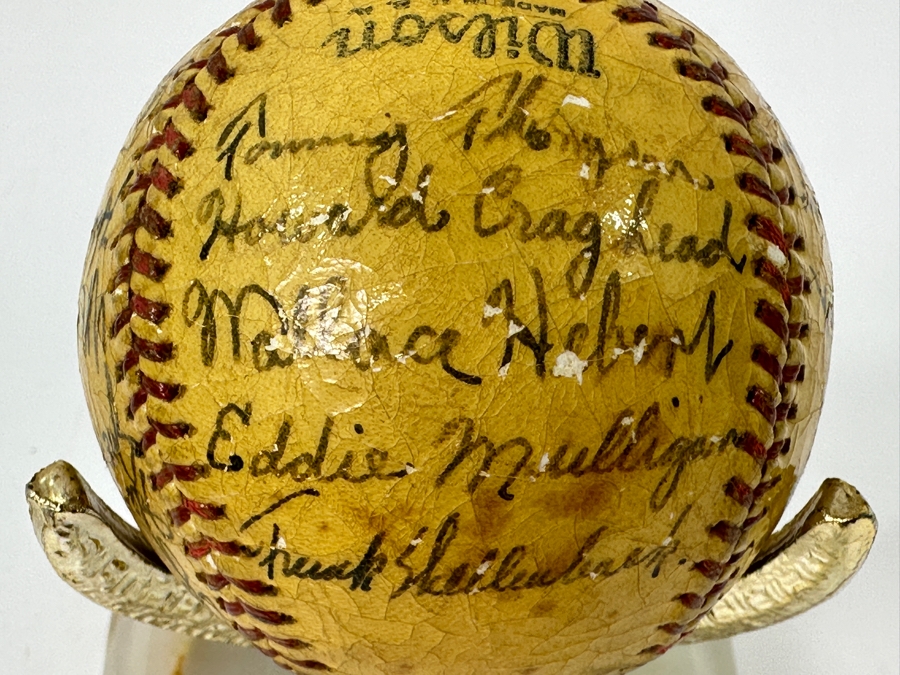 Vintage 1937 San Diego Padres Pacific Coast League Team Signed Shellacked Baseball Featuring The Autograph Of 18 Year Old Ted Williams - See Photos For Player Signatures [Photo 13]
