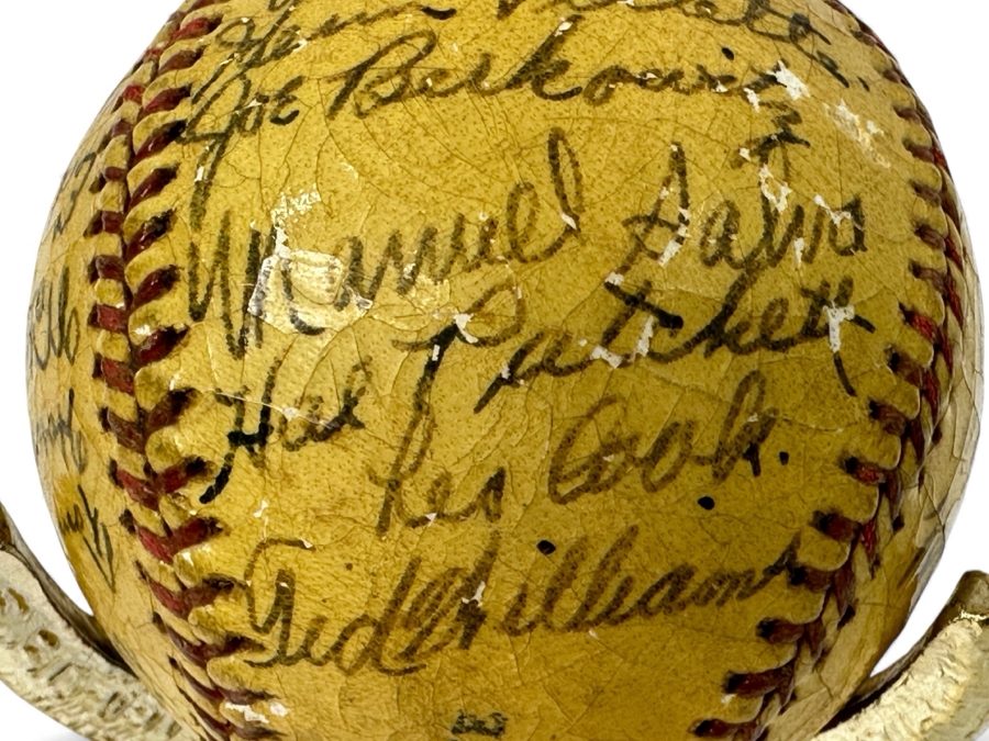 Vintage 1937 San Diego Padres Pacific Coast League Team Signed Shellacked Baseball Featuring The Autograph Of 18 Year Old Ted Williams - See Photos For Player Signatures [Photo 3]