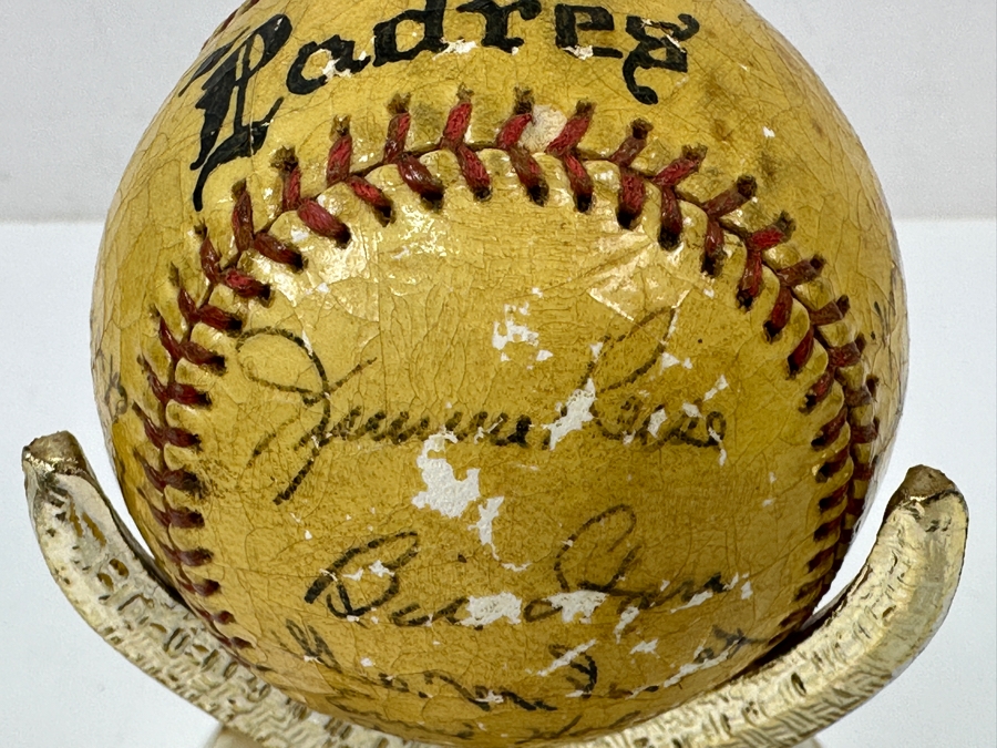 Vintage 1937 San Diego Padres Pacific Coast League Team Signed Shellacked Baseball Featuring The Autograph Of 18 Year Old Ted Williams - See Photos For Player Signatures [Photo 19]