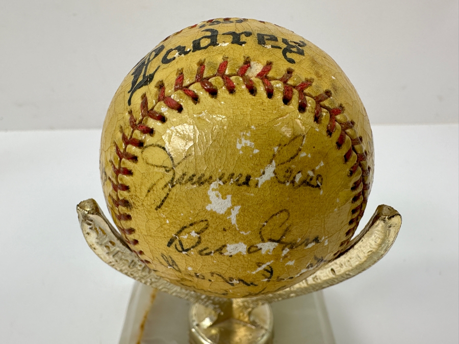 Vintage 1937 San Diego Padres Pacific Coast League Team Signed Shellacked Baseball Featuring The Autograph Of 18 Year Old Ted Williams - See Photos For Player Signatures [Photo 5]