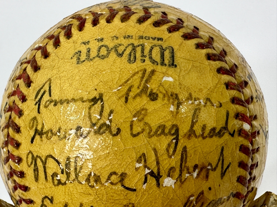 Vintage 1937 San Diego Padres Pacific Coast League Team Signed Shellacked Baseball Featuring The Autograph Of 18 Year Old Ted Williams - See Photos For Player Signatures [Photo 14]