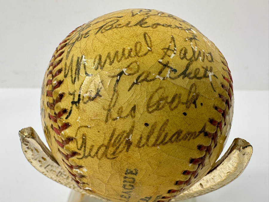 Vintage 1937 San Diego Padres Pacific Coast League Team Signed Shellacked Baseball Featuring The Autograph Of 18 Year Old Ted Williams - See Photos For Player Signatures [Photo 7]