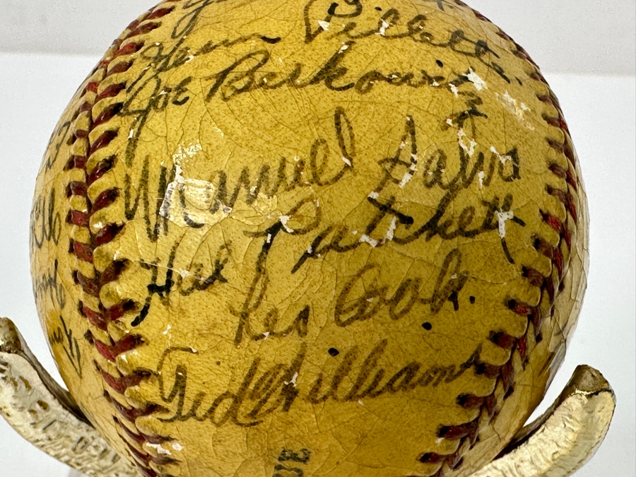 Vintage 1937 San Diego Padres Pacific Coast League Team Signed Shellacked Baseball Featuring The Autograph Of 18 Year Old Ted Williams - See Photos For Player Signatures [Photo 9]