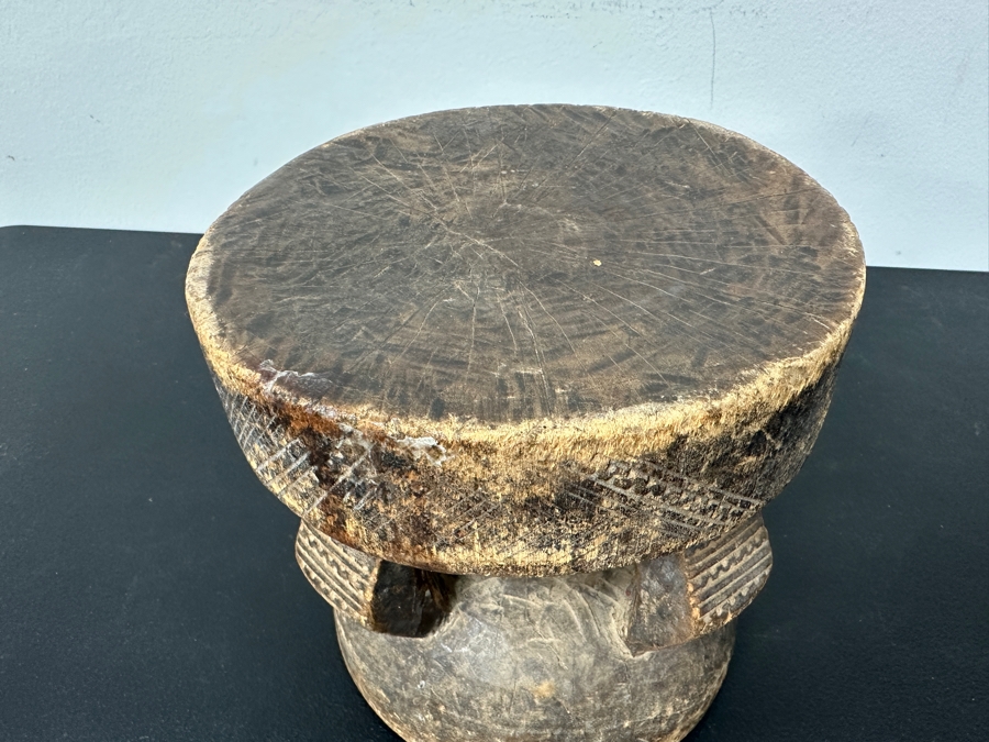 Vintage Traditional African Dogon Stool Hand Carved From A Solid Piece Of Wood 8'W X 8.5'H [Photo 6]