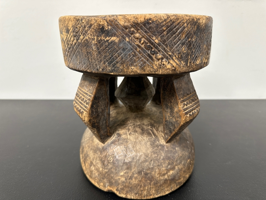 Vintage Traditional African Dogon Stool Hand Carved From A Solid Piece Of Wood 8'W X 8.5'H [Photo 3]