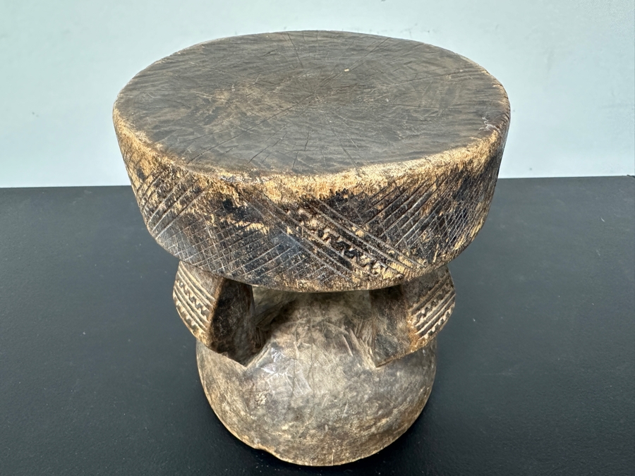 Vintage Traditional African Dogon Stool Hand Carved From A Solid Piece Of Wood 8'W X 8.5'H [Photo 4]