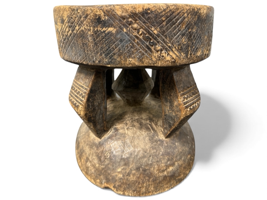 Vintage Traditional African Dogon Stool Hand Carved From A Solid Piece Of Wood 8'W X 8.5'H