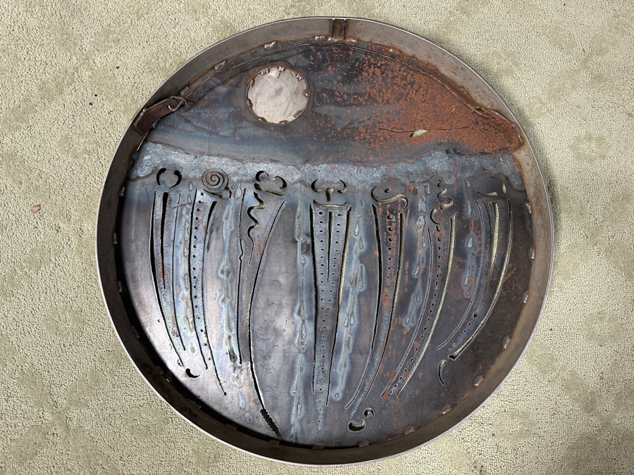 Impressive Original Welded Metal Native American Wall 3D Circular Sculpture Signed Jagoda 28'W X 2.5'D [Photo 10]