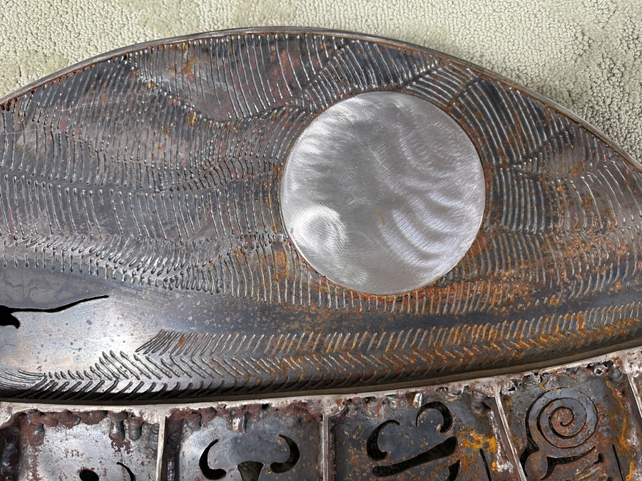 Impressive Original Welded Metal Native American Wall 3D Circular Sculpture Signed Jagoda 28'W X 2.5'D [Photo 9]