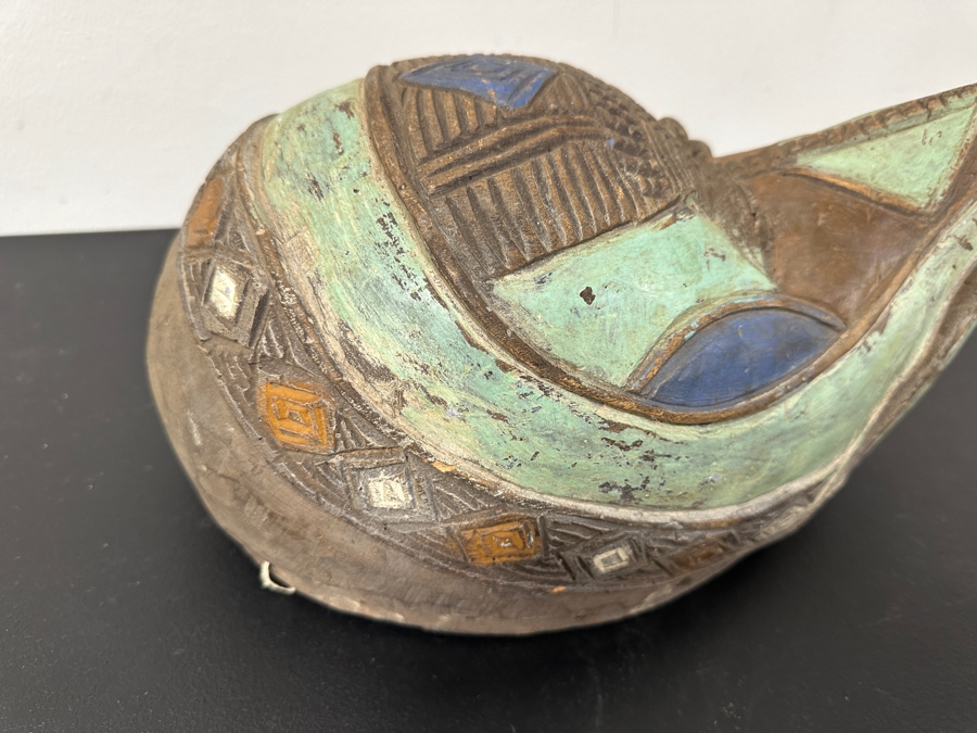 Large Vintage African Dan Tribe Carved Wooden Bird Mask 19'L X 9'D X 8.5'H [Photo 3]