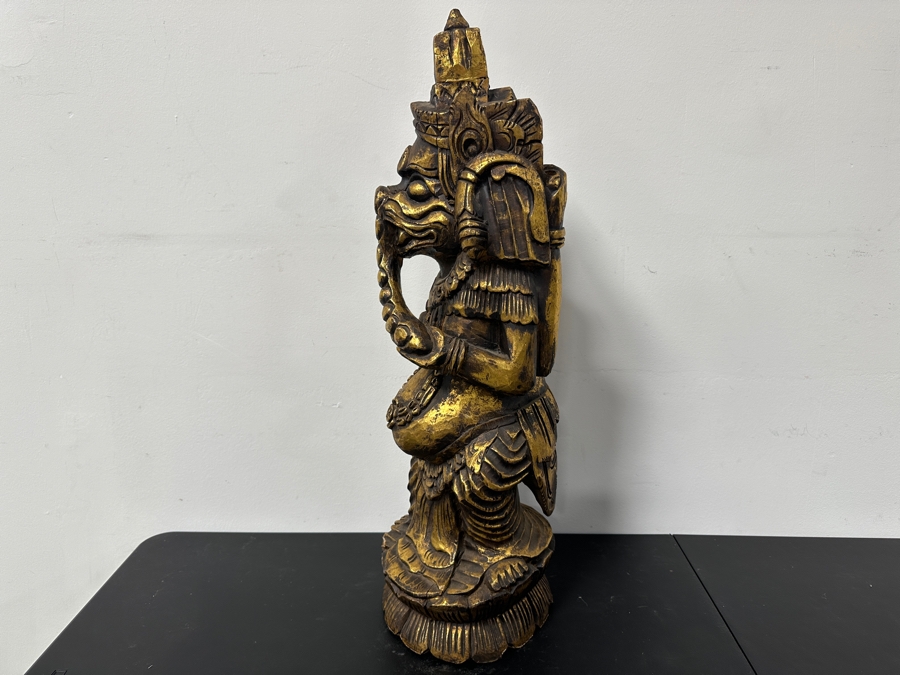 Carved Wooden Gilt Balinese Wooden Statue 31'H [Photo 9]