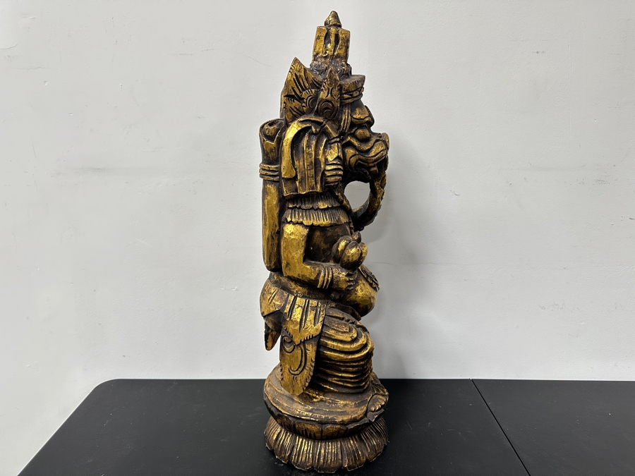 Carved Wooden Gilt Balinese Wooden Statue 31'H [Photo 6]