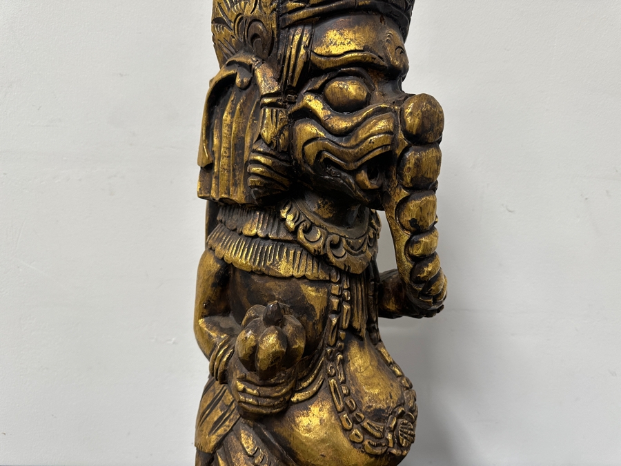 Carved Wooden Gilt Balinese Wooden Statue 31'H [Photo 4]