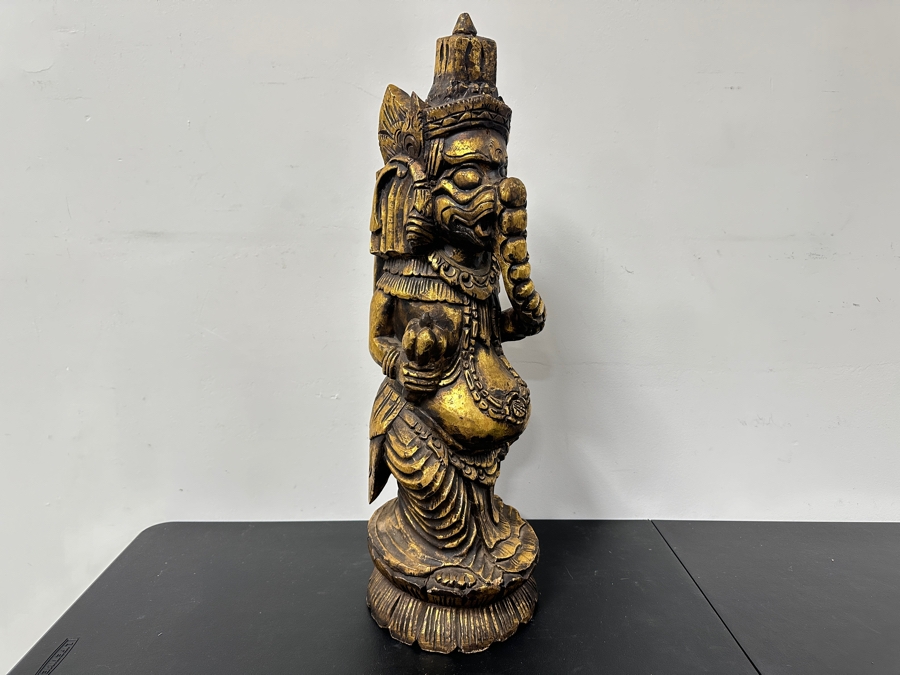 Carved Wooden Gilt Balinese Wooden Statue 31'H [Photo 3]
