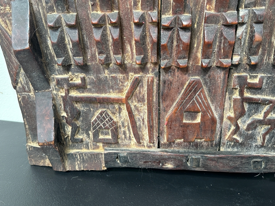 Pair Of Vintage African Hand Carved Wooden Dogon Granary Doors 21.5'W X 32.5'H & 20.5'W X 32'H [Photo 5]