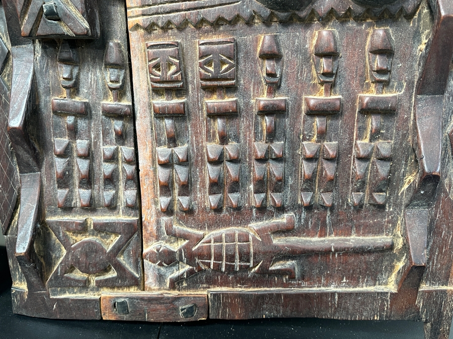 Pair Of Vintage African Hand Carved Wooden Dogon Granary Doors 21.5'W X 32.5'H & 20.5'W X 32'H [Photo 7]