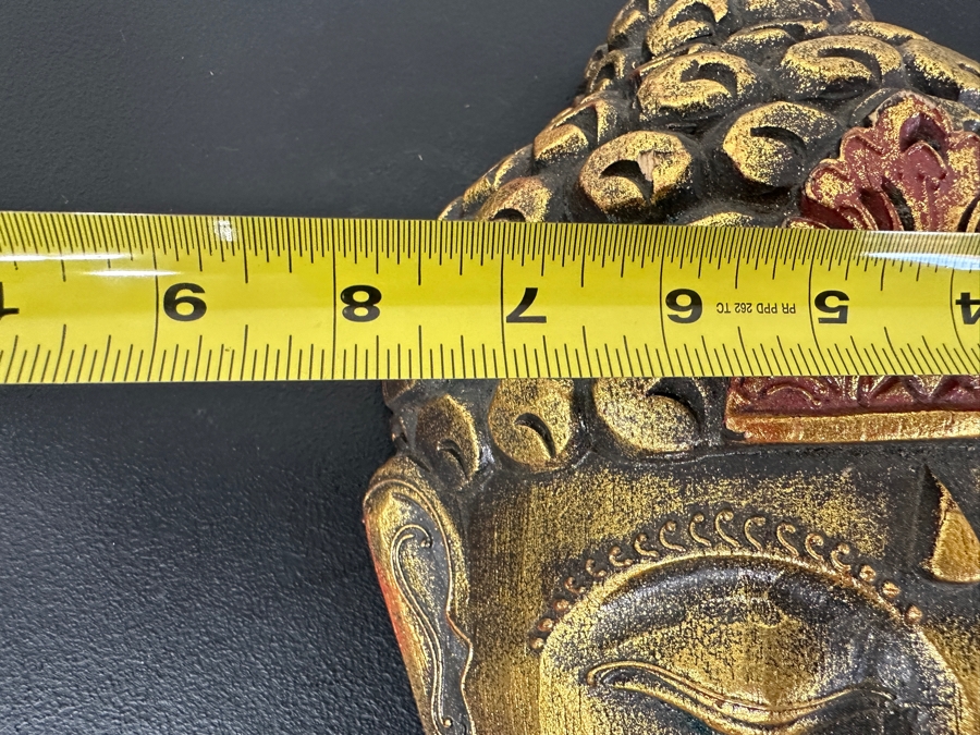 Handmade Wooden Buddha Head Mask 8W X 11.5H X 3D [Photo 3]