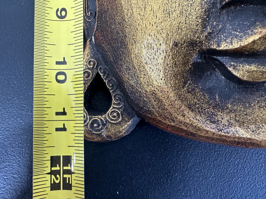 Handmade Wooden Buddha Head Mask 8W X 11.5H X 3D [Photo 4]