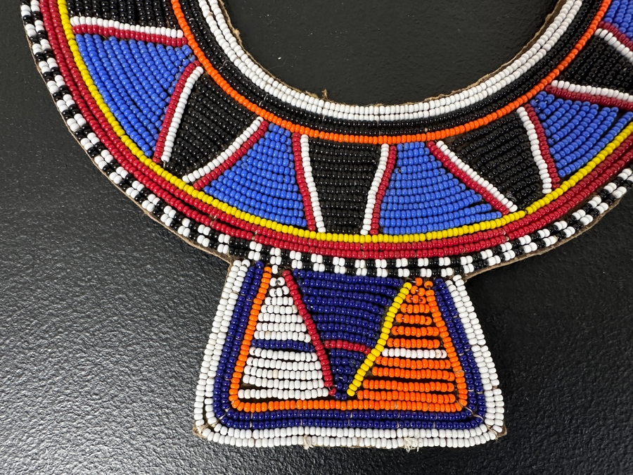 Vintage African Maasai Beaded Collar Necklace 8.5W X 10H [Photo 2]