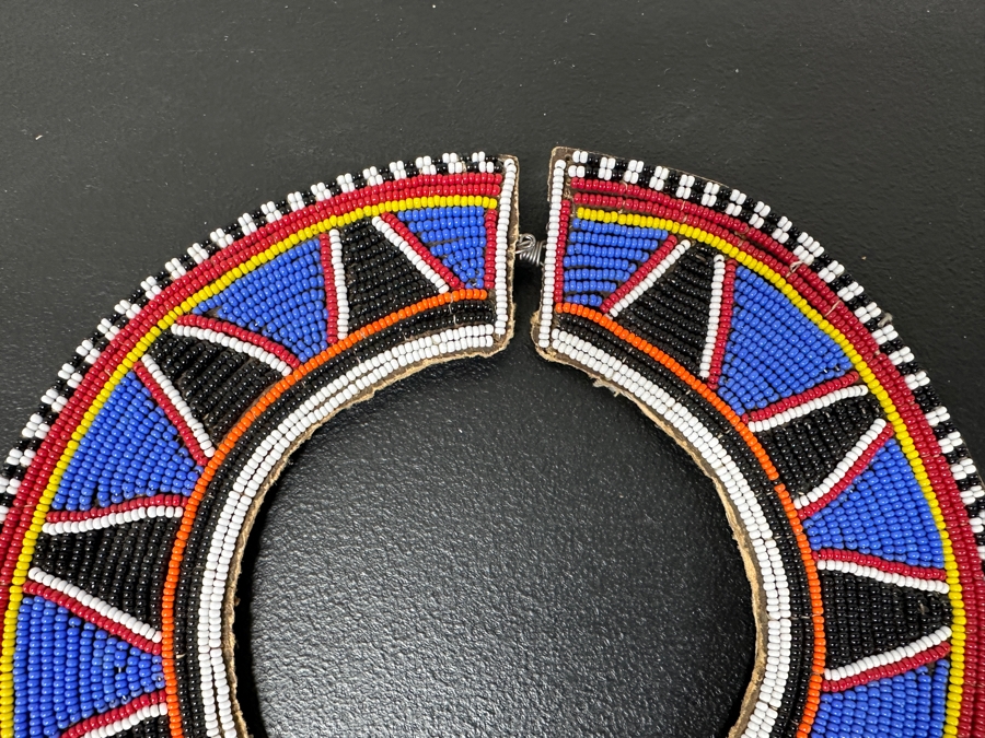 Vintage African Maasai Beaded Collar Necklace 8.5W X 10H [Photo 3]