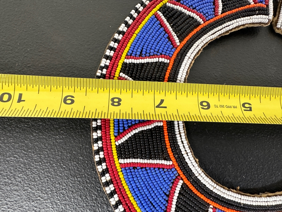 Vintage African Maasai Beaded Collar Necklace 8.5W X 10H [Photo 5]