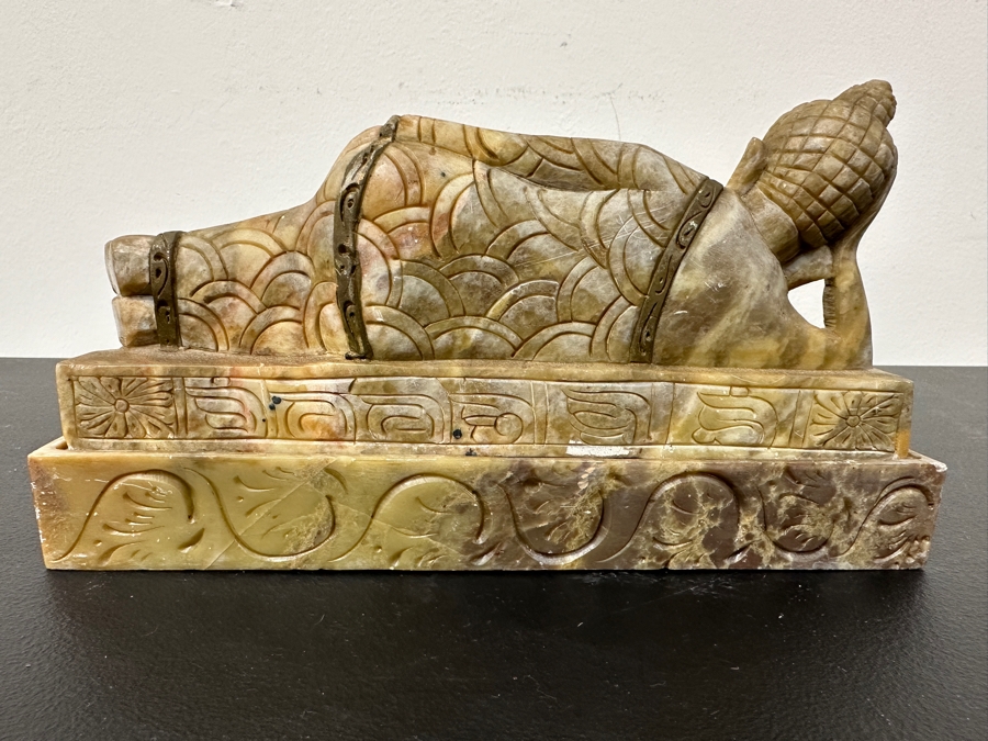 Carved Stone Buddha Box From India 9.25W X 2D X 5H [Photo 4]