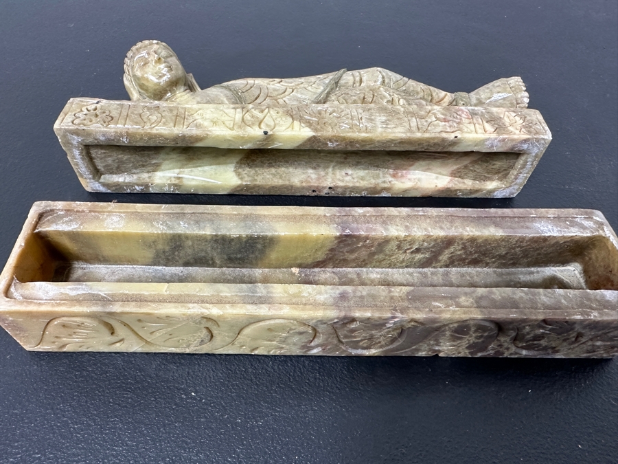 Carved Stone Buddha Box From India 9.25W X 2D X 5H [Photo 6]