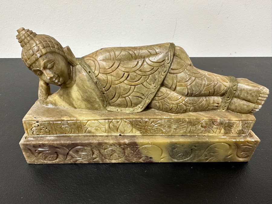 Carved Stone Buddha Box From India 9.25W X 2D X 5H [Photo 2]