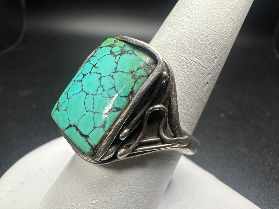Sterling Silver Turquoise Ring Size 9 8.9g [Photo 3]