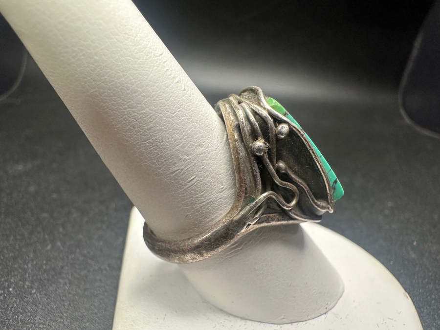 Sterling Silver Turquoise Ring Size 9 8.9g [Photo 5]