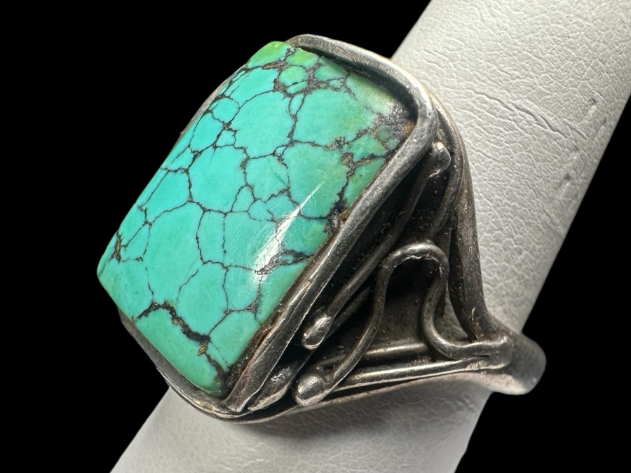 Sterling Silver Turquoise Ring Size 9 8.9g
