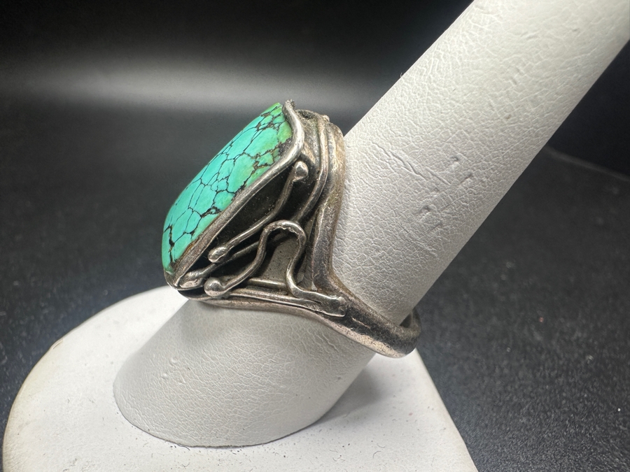 Sterling Silver Turquoise Ring Size 9 8.9g [Photo 4]