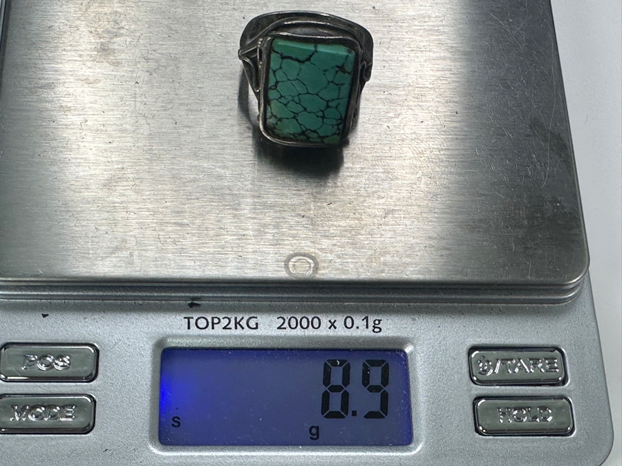 Sterling Silver Turquoise Ring Size 9 8.9g [Photo 8]