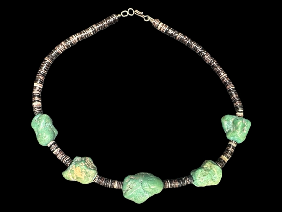 Vintage Turquoise Heishi Beads 14' Necklace