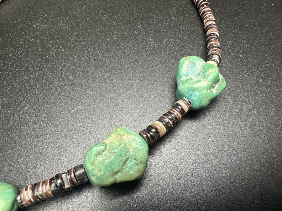Vintage Turquoise Heishi Beads 14' Necklace [Photo 4]