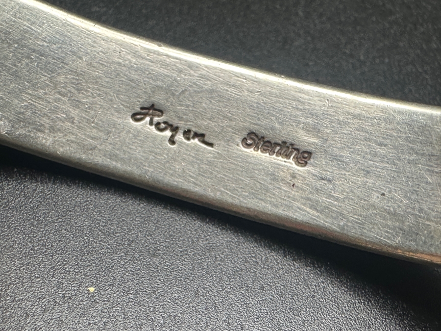 Vintage Sterling Silver Inlaid Turquoise Cuff Bracelet Signed Royen 2.75'W 39.3g [Photo 6]