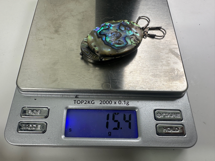 Pair Of Sterling Silver Abalone Shell Earrings 15.4g [Photo 4]