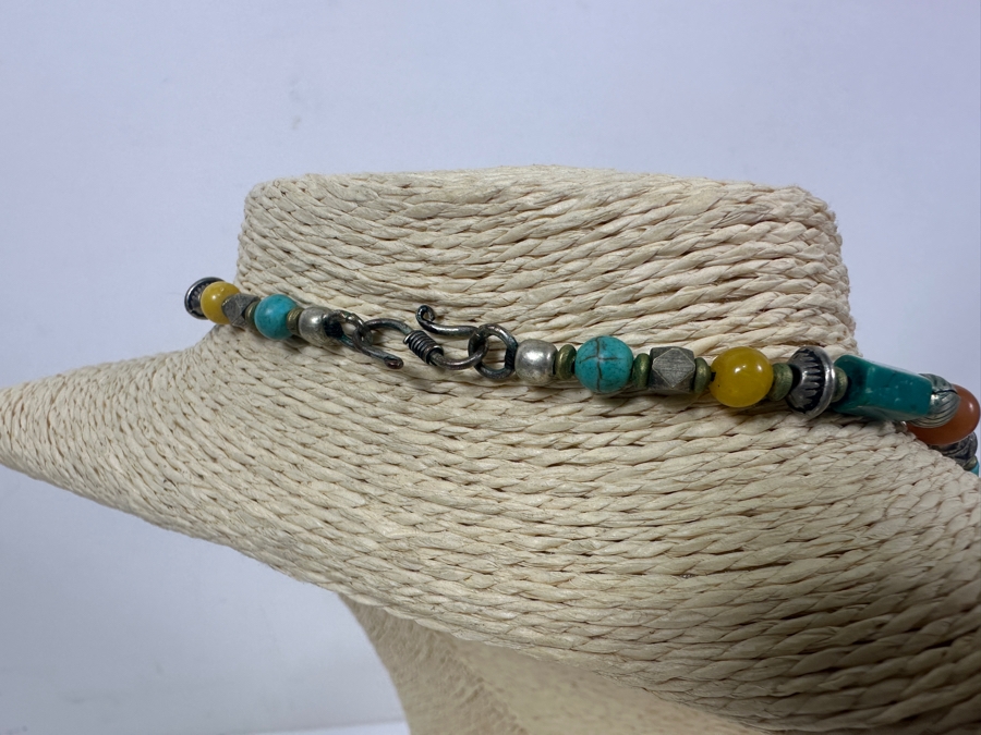 Vintage Tibetan Silver Necklace With Turquoise Coral Beads 20' Necklace [Photo 5]